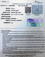 0.89/Cents Natural Diamond With Govt. Lab Certificate (120000)
